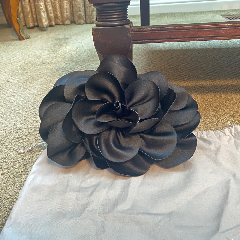 New (never used) Sondra Roberts Satin Flower Clutch